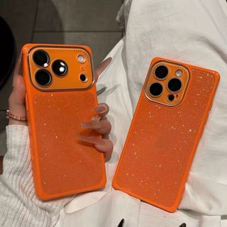 Full Ống Kính Bảo Vệ Phim Lấp Lánh Bột Vuông Ốp Lưng Điện Thoại iPhone 17Promax 14 15 16 Pro Max 13 Silicon Chống Sốc Nữ Điện Thoại Di Động