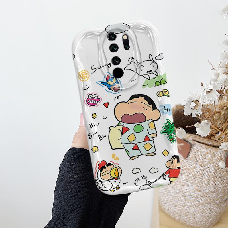 Vỏ Cho Redmi Note 8 Pro Redmi 9 Prime POCO M2 Vỏ Kem Hoạt Hình Crayon Shin-chan Cặp Đôi TPU Mềm 3D Sóng Silicon Vỏ Điện Thoại