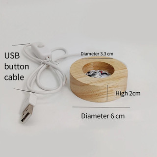 Đế Đèn Gỗ USB Cắm 6Cm Đèn Ngủ LED Đầy Màu Sắc Nghệ Thuật Trang Trí Pha Lê Thủy Tinh Đèn LED Cho Đế Nhựa Dính