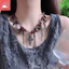 Vòng cổ nữ Gothic với tua rua chéo và hạt đen, thiết kế mát mẻ và cá tính