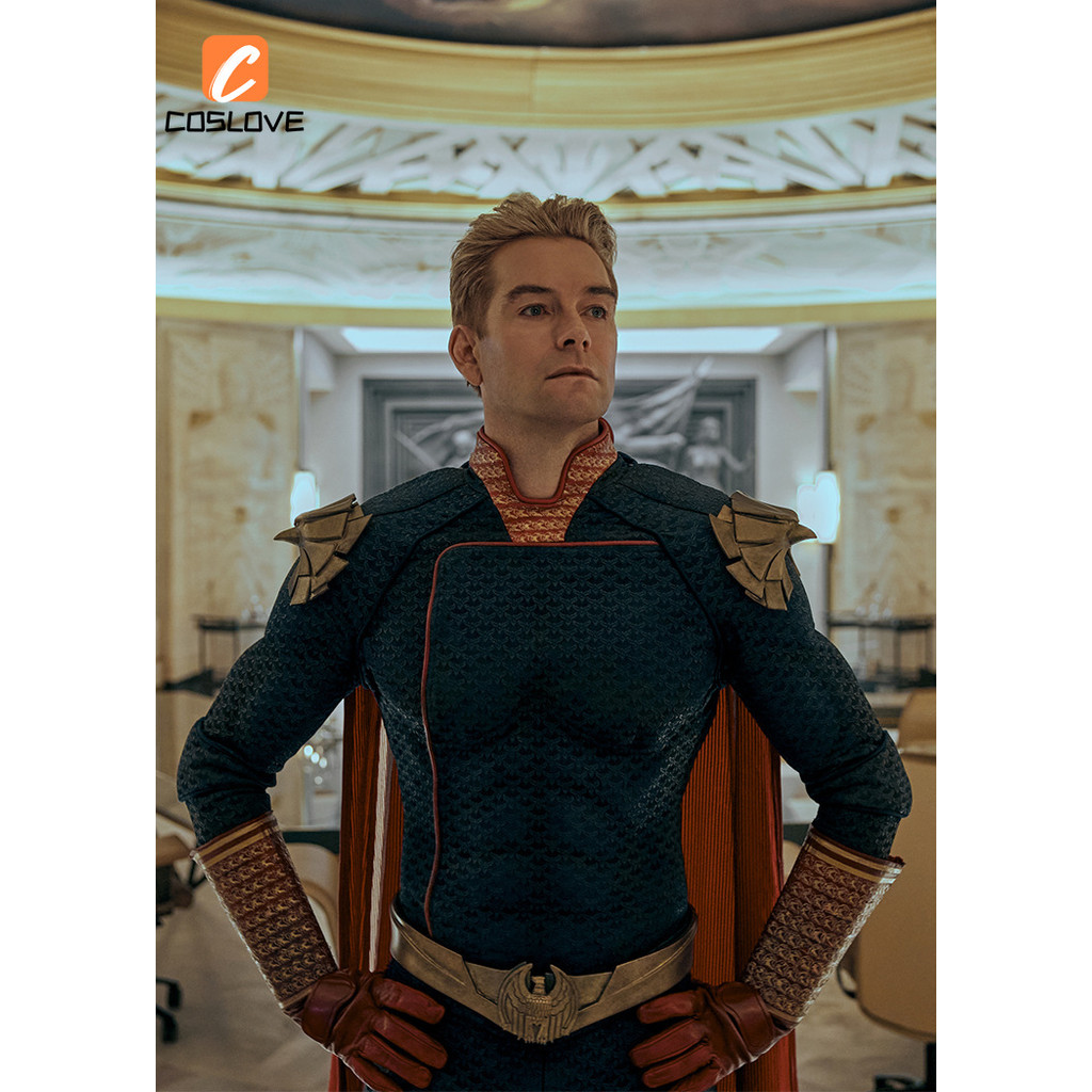 Quần áo cosplay trọn bộ The Boys Homelander - Áo liền quần cổ điển màu xanh đỏ