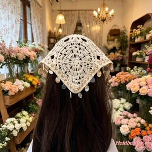 Bandana Tóc Bohemian Vintage - Khăn Đầu Tam Giác Có Dây Mặt