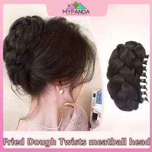 MYPANDA Kẹp Tóc Giả Thanh Lịch với Chiên Bột Xoắn Bóng và Lông Tơ, Phù Hợp cho Bun và Móng Vuốt
