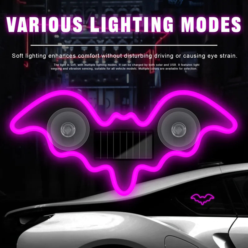 Đèn LED ô tô xung quanh Đèn năng lượng mặt trời không dây Demon Eye Batman Đèn tam giác Trang trí cửa sổ nội thất Phụ kiện sửa đổi ngoại thất