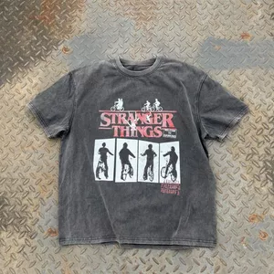 Dạo Phố Áo Thun Stranger Things Boxy Cổ Điển, Ngắn Tay Rộng Rãi