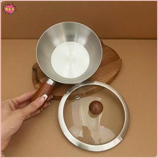 Nồi sữa bằng thép không gỉ N & X có tay cầm bằng gỗ, nồi nấu hợp đồng, thích hợp để chiên trứng và làm nóng sữa. Được làm bằng thép không gỉ S.