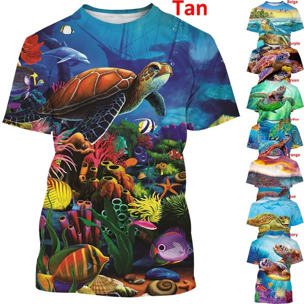 Áo Thun Thời Trang Mùa Hè In Hình 3D Rùa Biển Ngọt Nghĩnh Cho Nam Và Nữ