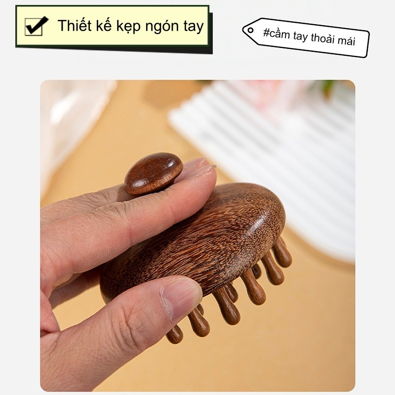 Lược đệm khí gỗ đàn hương đa năng: làm mượt tóc, massage da đầu, lưu thông máu, giảm stress, giúp ngủ ngon