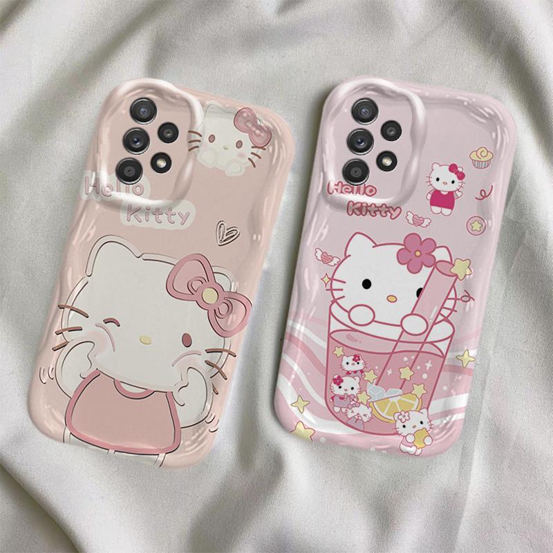 Ốp Lưng Cho Samsung Galaxy A13 A23 A32 A33 A52 A52S 4G 5G Phim Hoạt Hình Kem Cặp Đôi Mèo Mềm TPU 3D Sóng Silicon Vỏ Điện Thoại