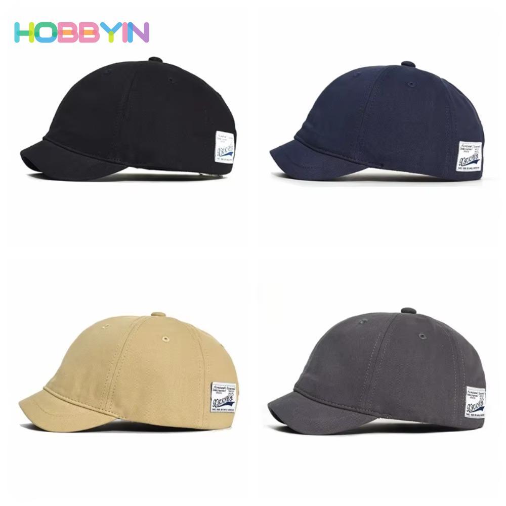 Mũ bóng chày HOBBYIN ngắn vành có thể điều chỉnh, chất liệu cotton với dây cài nylon, phù hợp cho cả nam và nữ để chống nắng