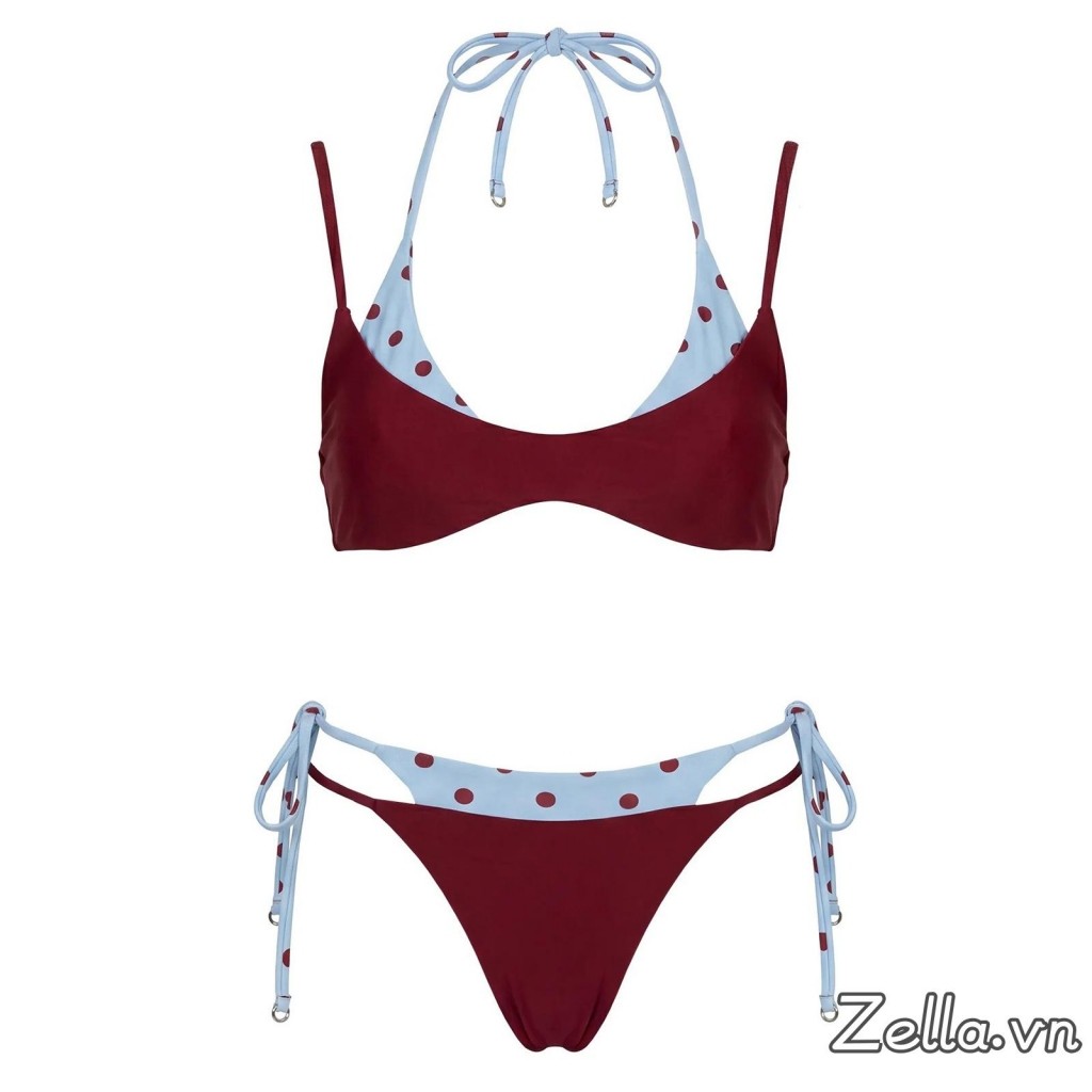 Bộ bikini 2 mảnh nữ, họa tiết chấm bi, thiết kế thời trang