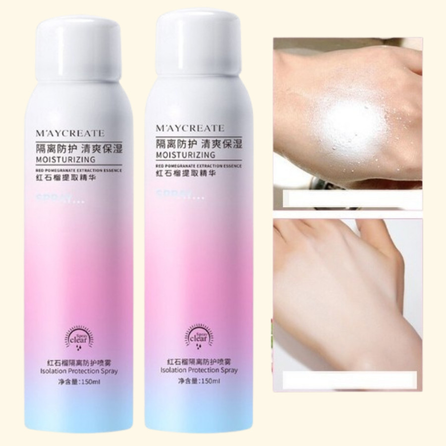 [Date 2028] Kem Chống Nắng Xịt BODY Trắng Da MAYCREATE, Xịt Dưỡng Thể Tránh Tia UV Cực Tím 150ml