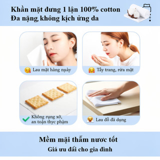 Khăn mặt dùng một lần Vải làm sạch Cotton mềm mại Tẩy trang phòng tắm thấm hút nhẹ nhàng