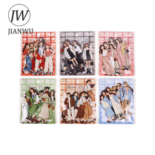 JIANWU Dòng Thời Gian Chậm Vintage Thêu Cô Gái Nhân Vật Phong Cảnh Chất Liệu Cắt Dán Sáng Tạo DIY Tạp Chí Văn Phòng Phẩm