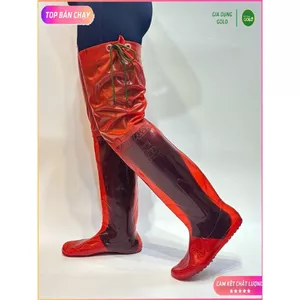 Ủng cấy TRÀ DÀI 07HS màu đỏ size 35 - 43, ủng đi mưa, ủng lội nước dài, ủng QM , ủng hoa san yoyostore