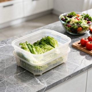 Salad Spinner Máy Sấy Rau Củ Dung Tích Lớn PP Rõ Ràng Bát Thoát Nước Nhanh Nhà Bếp Bảo Quản
