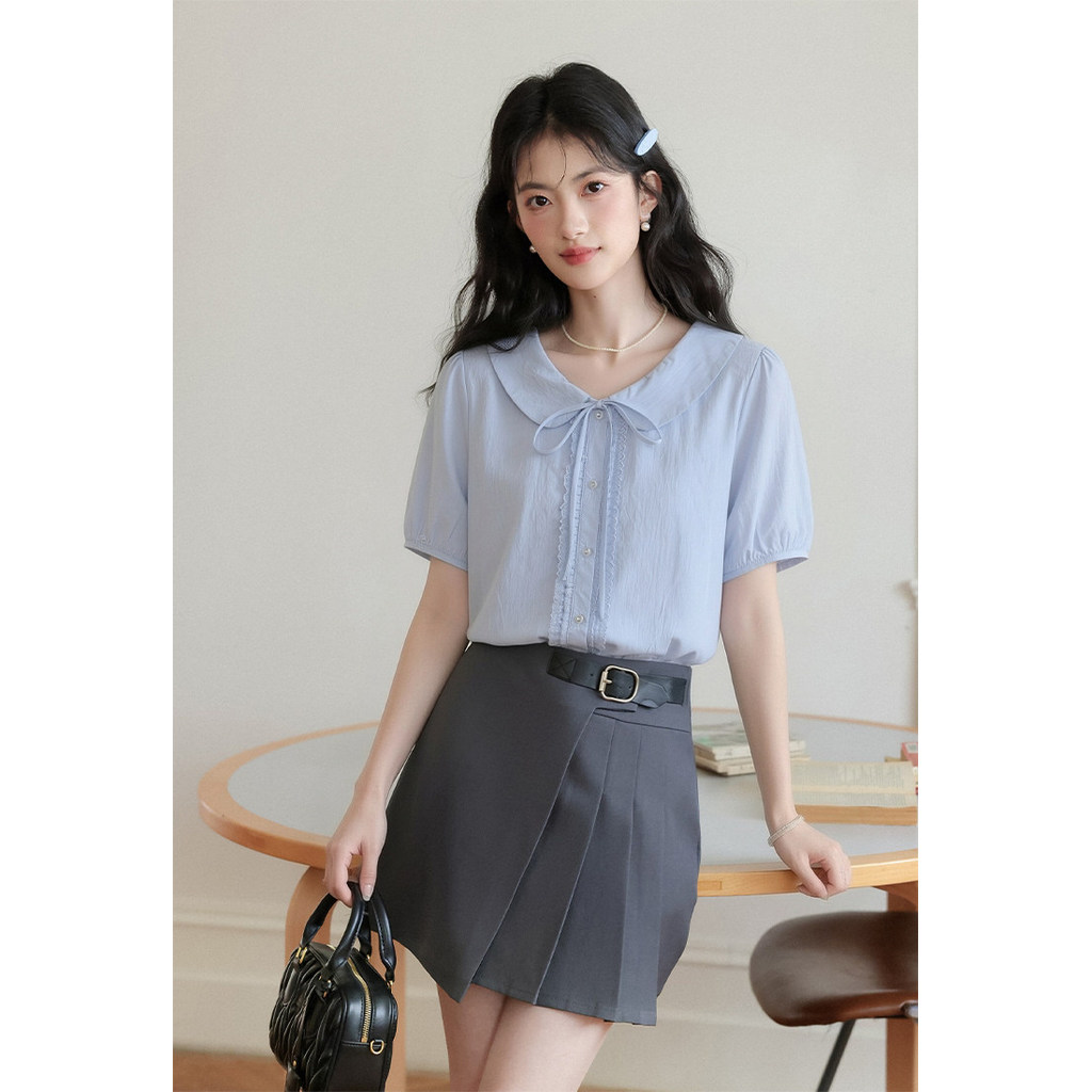 Mutu Blouse Tay Ngắn Phong Cách Búp Bê, Màu Sắc Nhẹ Nhàng Cho Mùa Hè