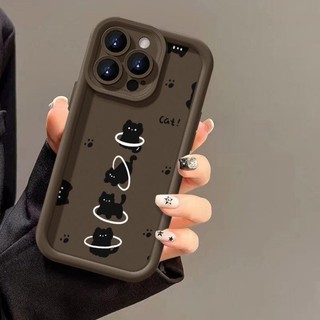 Dành Cho IPhone17 16 15 14 13 12 11ProMax X XR XSMax 7Plus Vui vẻ dễ thương mèo đen trường hợp điện thoại
