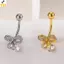 Nhẫn nút bụng bướm zircon pha lê sáng bóng, phù hợp làm trang sức gợi cảm cho nữ và bé gái, quà tặng mới lạ