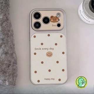 Ốp Điện Thoại Gấu Dễ Thương Cho Xiaomi 17 Pro Max 15 15T 14 14T 13 13T 12 Ultra 12T 12S 12X Mi 11i 11X 11 Lite Pro 5G 4G Da PU Hoạt Hình Chấm Bi Ins Phong Cách Vỏ Mềm 3D