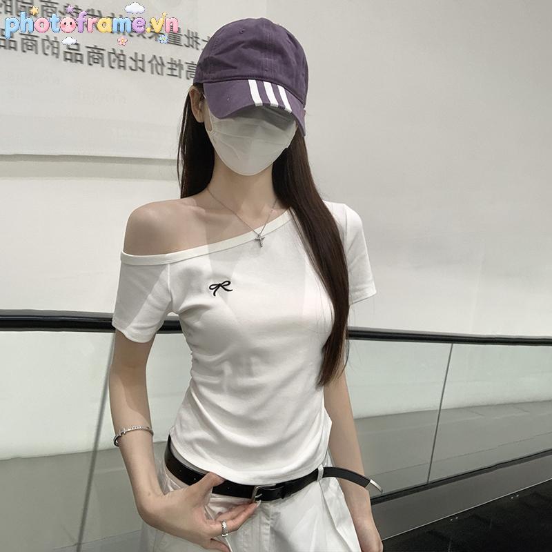 Photoframe Hàn Quốc Nơ Thêu Tay Ngắn Đa Năng Slim Áo Thun Nữ VN