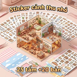 3D Lớp Phong Cảnh Miếng Dán PET Dễ Thương Diorama Trang Trí Tường Phong Cách Hàn Quốc Phòng DIY Văn Phòng