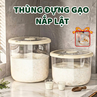 Thùng Đựng Gạo Nắp Lật Nhựa PP Cao Cấp ECO, Hộp Đựng Ngũ Cốc Chống Ẩm Mốc, Côn Trùng Kèm Cốc Đong