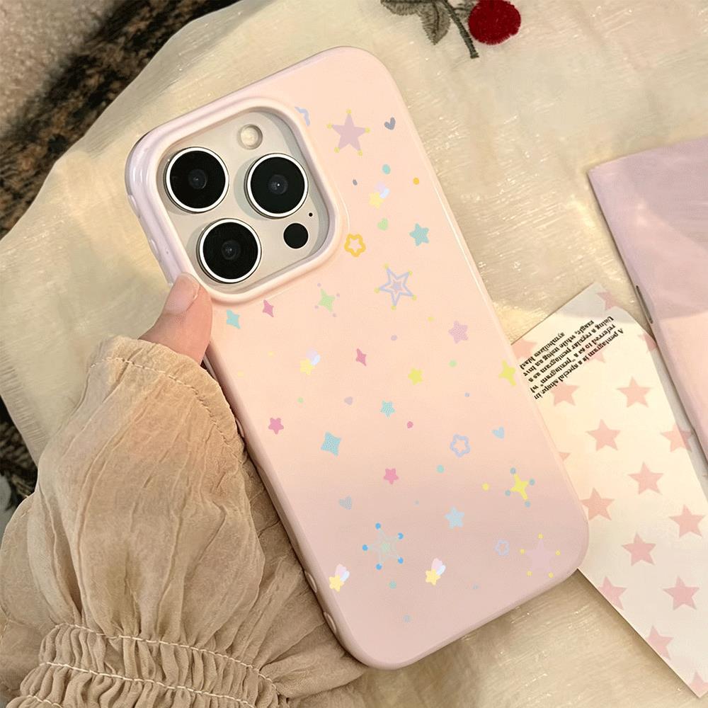 Những ngôi sao màu sắcVỏ kẹo dẻo phù hợp với iPhone 16 Pro Max/17, bao da toàn phần