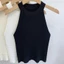 Áo hai dây dệt kim BRABRAA, áo bình màu trơn co giãn, áo Crop top cổ chữ O Slim Fit mùa hè