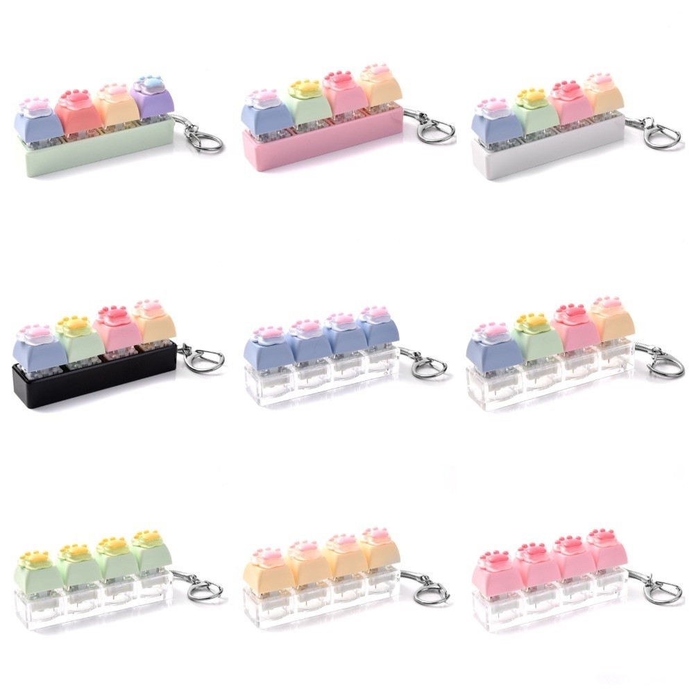 Đồ chơi Fidget bàn phím mèo AWNGD, Móc khóa Fidget giảm lo âu 4 phím, Nút nhấp chuột thư giãn đầy màu sắc Fidget giảm căng thẳng cho người lớn
