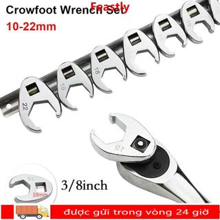 FEASTLY 10 Cái / bộ Cờ lê đầu mở, Cờ lê chân vịt ổ đĩa 10-22mm 3 / 8Inch, Đầu cờ lê sừng bằng thép Carbon bền cho bộ chìa khóa cờ lê mô-men xoắn