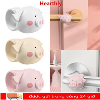 HEARTHLY 3 Miếng Dán Tường, Nút Chặn Cửa Chống Sốc Hoạt Hình, Tay Nắm Cửa Im Lặng Silicon Di Động Không Đục Lỗ Vòng Chống Va Chạm Cho Phòng Ngủ