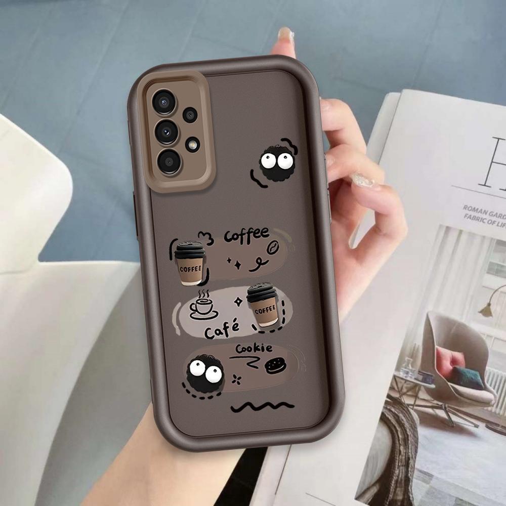 Ốp Lưng Cho Samsung A13 A23 A33 A32 A52 A52S 4G 5G Hoạt Hình Silicon Nghệ Thuật Mềm Vỏ Điện Thoại TPU Đen Bóng Than Thiên Thần Mắt Chống Sốc Ốp Lưng