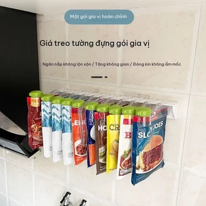Giá đựng gia vị treo tường nhà bếp không đục lỗ, Giá đựng túi đựng gia vị có khóa, Dung tích chịu lực tốt, Tiết kiệm không gian