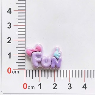 Set Charm Chữ Cute Pastel JOY PLAY HOPE FUN SUON CAT – Charm Resin Bóng Nơ Kẹo Ngọt Trang Trí DIY dễ thương