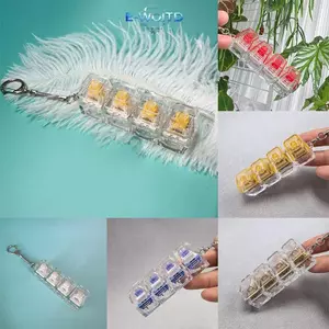 E-WOITD 4 phím Công tắc chìa khóa Móc khóa Máy kiểm tra trục LED Fidget Nút Keycap Đồ chơi Bàn phím cơ Máy kiểm tra trục Giảm căng thẳng Móc khóa Quà tặng E-WOITD