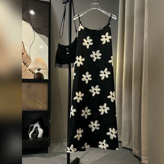 Váy Cami không tay in hoa mùa hè Hình sành điệu Ôm Váy Midi