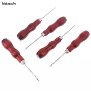 Bigapple 5 Chiếc Da Đỏ Thủ Công Awl Dụng Cụ May Tay Giày Da Sửa Chữa Móc Awl RDG