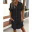 Vintage Nữ Chắc Chắn Mini Đầm Thời Trang Mùa Hè Cổ Chữ V Ba Quater Tay Cotton Vải Lanh Đầm Nữ Ngày Lễ Vestidos