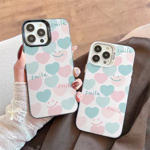 Ốp Lưng Tương Thích Cho iPhone 17 Air 16 15 14 13 12 11 Pro X XR XS Max SE 2020 6 6S 7 8 Plus Mạ Acrylic IMD Case Motif Smile Love CYIM466