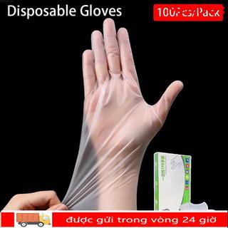 METALWRK 100 Chiếc Găng Tay Dùng Một Lần, Găng Tay Vệ Sinh Trong Suốt TPE, Axit Làm Việc An Toàn Thực Phẩm Găng Tay Cao Su Chống Trơn Trượt