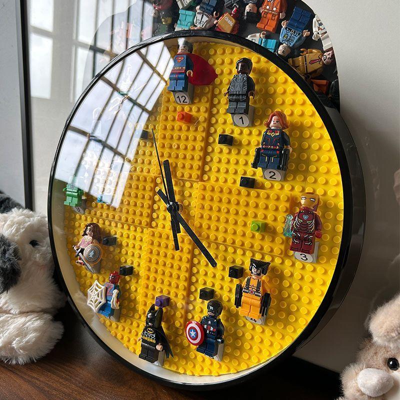 Lego Khối Xây Dựng Đồng Hồ DIY Treo Tường Phòng Trẻ Em Phòng Ngủ Đồng Hồ Treo Tường Để Bàn Xoay Bàn Kính Gương Bề Mặt Mu