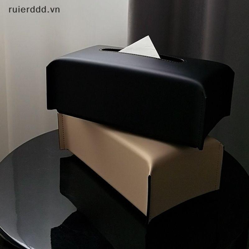 # ruierdd # Hộp đựng khăn giấy sang trọng 1 chiếc khăn ăn bằng da Vỏ giấy hình chữ nhật có nắp để trang trí văn phòng phòng phòng khách.