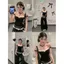 Phong cách phương Tây ngọt ngào phù hợp với phong cách Hàn Quốc Slimer Look Ngắn khâu ren Áo yếm nữ Slim-fit Áo không tay dáng rộng