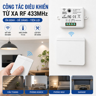Công Tắc Điều Khiển Từ Xa RF 433MHz, Rơle Không Dây Cho Đèn Điện Thông Minh Tại Nhà