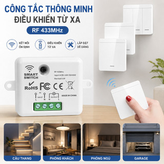 Công Tắc Điều Khiển Từ Xa RF 433MHz, Rơle Không Dây Cho Đèn Điện Thông Minh Tại Nhà