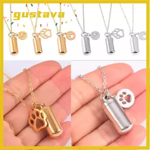 Vòng cổ chai chúc GUSTAVA, Vòng cổ tưởng niệm hình dạng viên nang DIY Ashes Urn, Đài tưởng niệm có thể mở ống hình trụ bằng thép không gỉ Dây chuyền lưu niệm Mặt dây chuyền Unisex