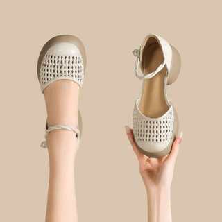 Giày Sandal Rỗng Đế Dày Nữ Mùa Hè 2026 Phong Cách Mới Retro Thoải Mái Giày Sandal Nữ Dây Đeo Bằng La Mã Dép