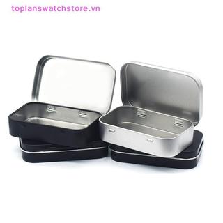 Toplanswatchstore Kim Loại Hình Chữ Nhật Trống Mini Thiếc Mạ Đẩy Kẹo Đựng Thuốc Bản Lề Sắp Xếp Bảo Quản VN