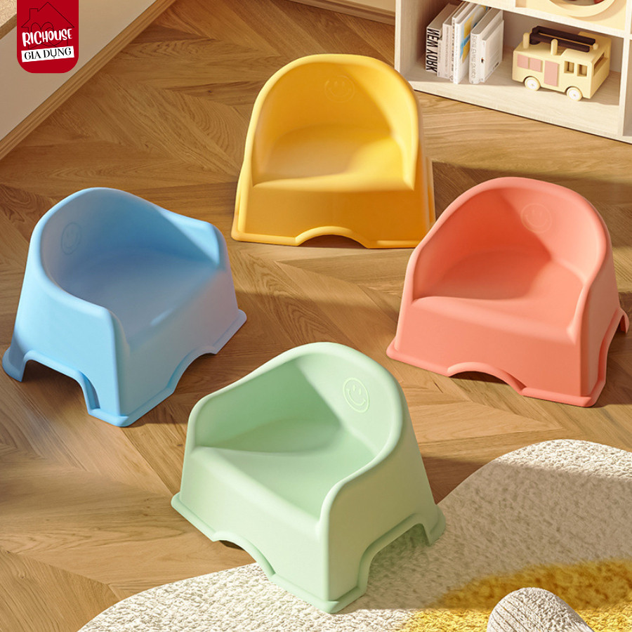 Ghế Nhựa Cho Bé HomeMate Có Tựa Lưng Công Thái Học, Ghế Nhựa Pastel Cho Trẻ Mẫu Giáo Chịu Lực Tốt